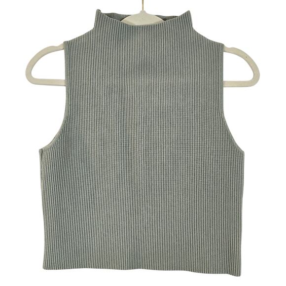 M Abound Green Sleeveless Ribbed Knit Top Size XL High Neck Cropped Minimalist - Picture 1 of 9